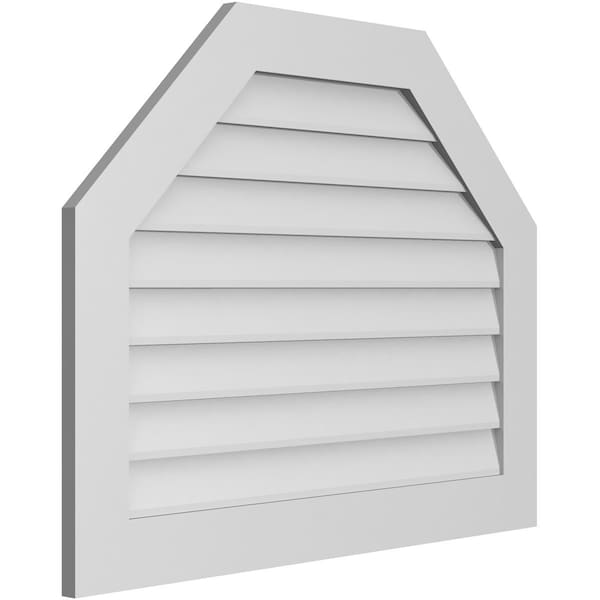 Octagonal Top Surface Mount PVC Gable Vent W/ 3-1/2W X 1P Standard Frame, 38W X 30H